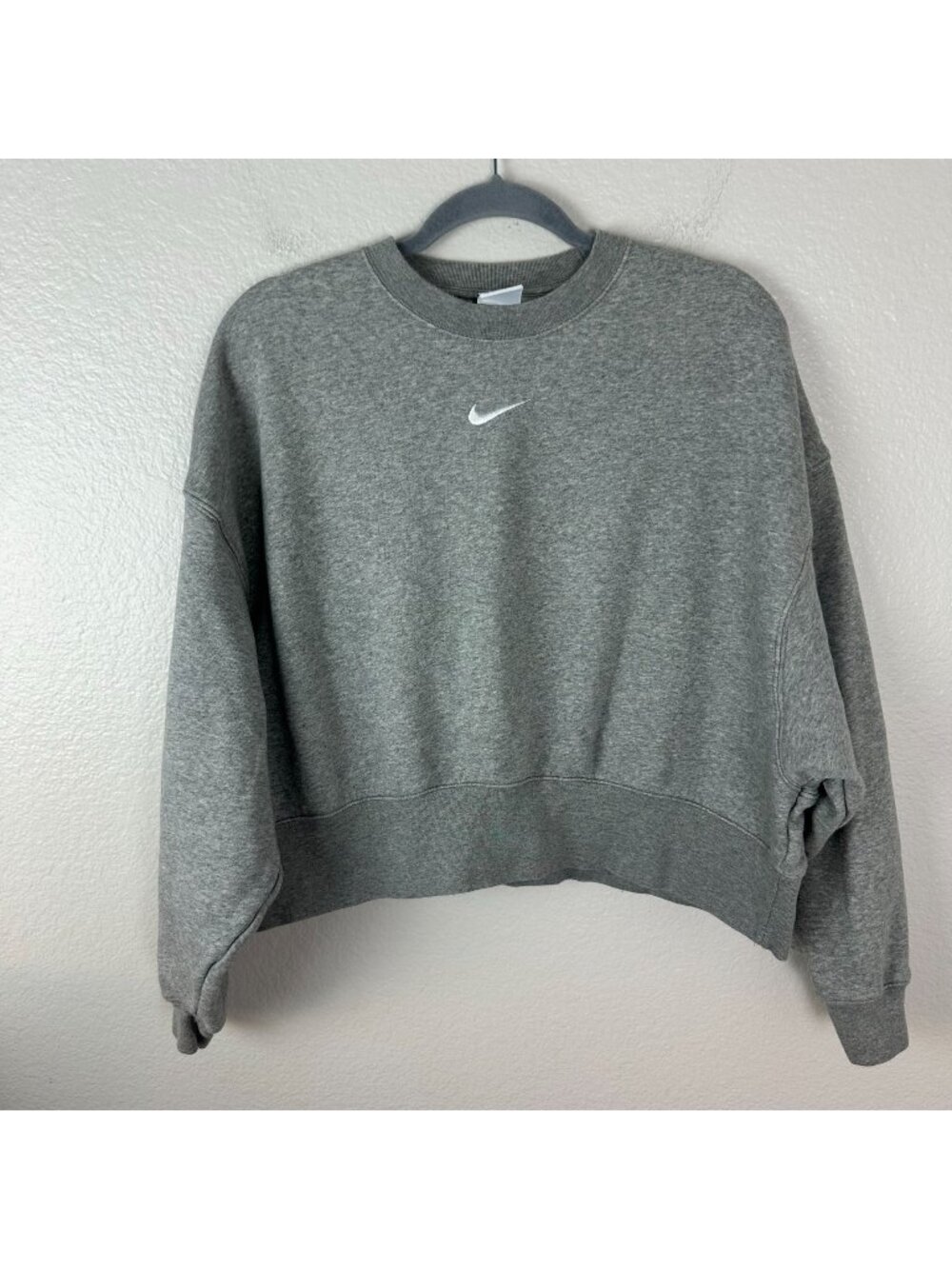 Nike Phoenix Fleece Grey Crew Neck XS Oversized Cropped Athleisure Athletic